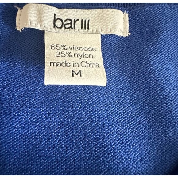 Bar III Womens Cold Shoulder Knit Sweater M Blue Viscose & Nylon - Picture 2 of 9